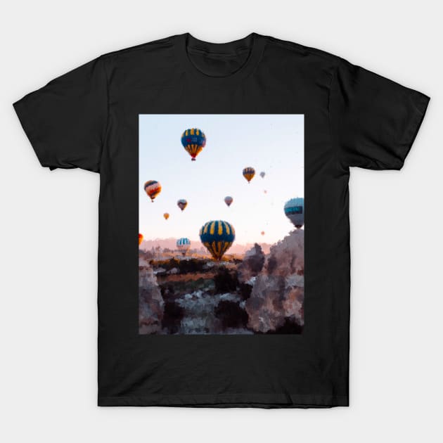 Cappadocia air balloons in the sky oil painting T-Shirt by DigitPaint